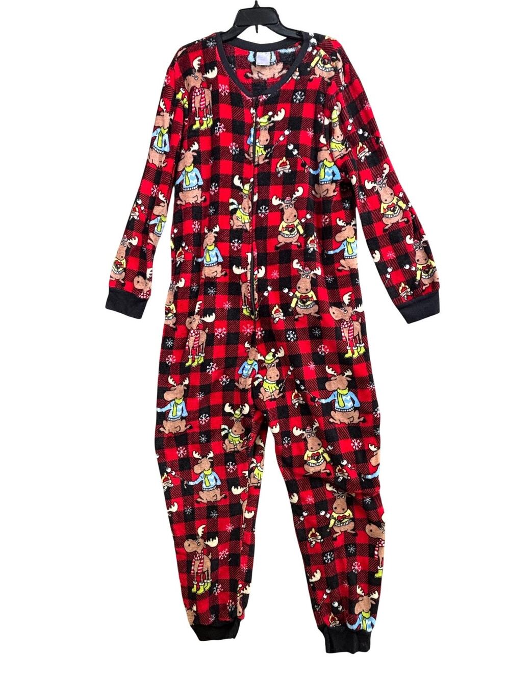 Secret Treasures One-piece Pajamas Womens 3X Red Plaid Moose Fleece Christmas